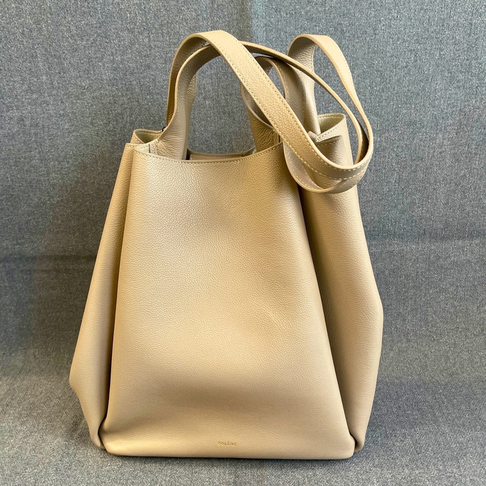 Polene nubuck leather beige tote